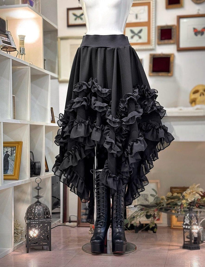 shellアシンメトリースカート(黒/シフォン)◇hm | Na+H