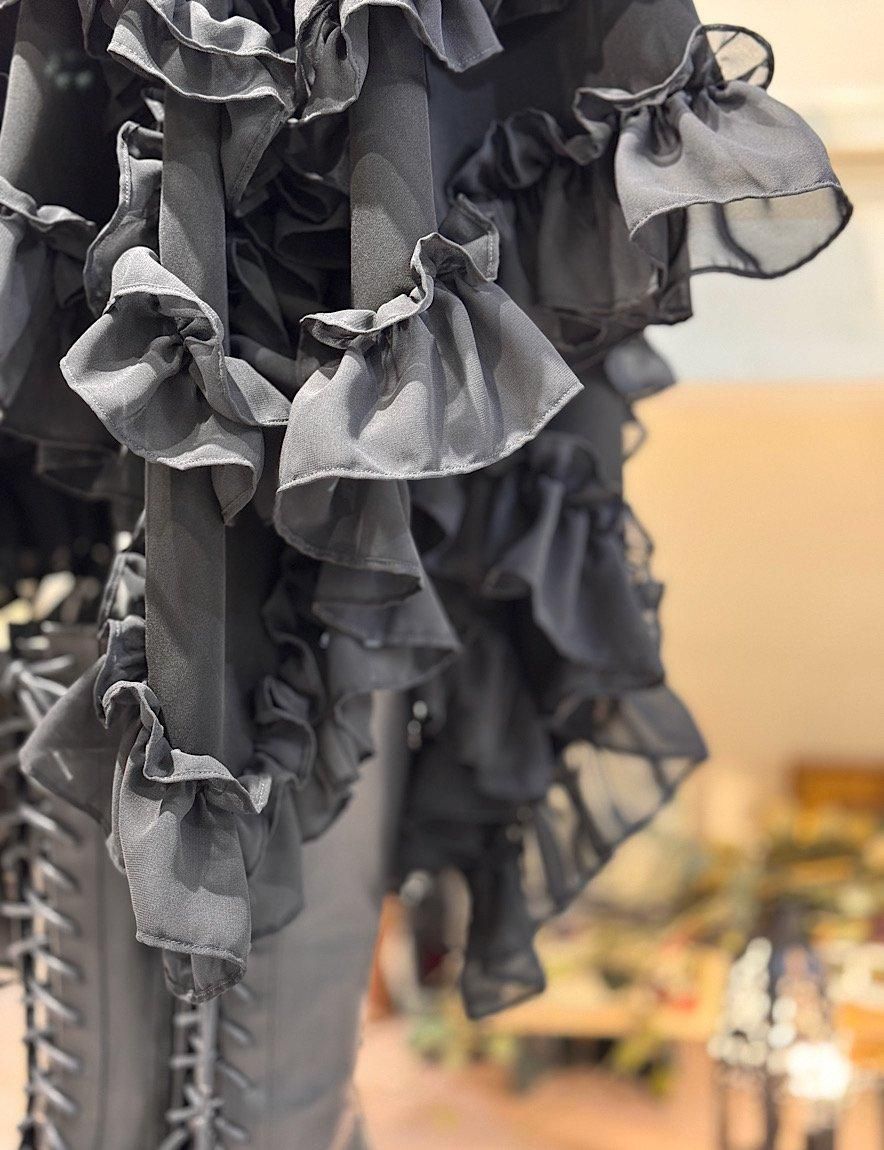 shellアシンメトリースカート(黒/シフォン)◇hm | Na+H