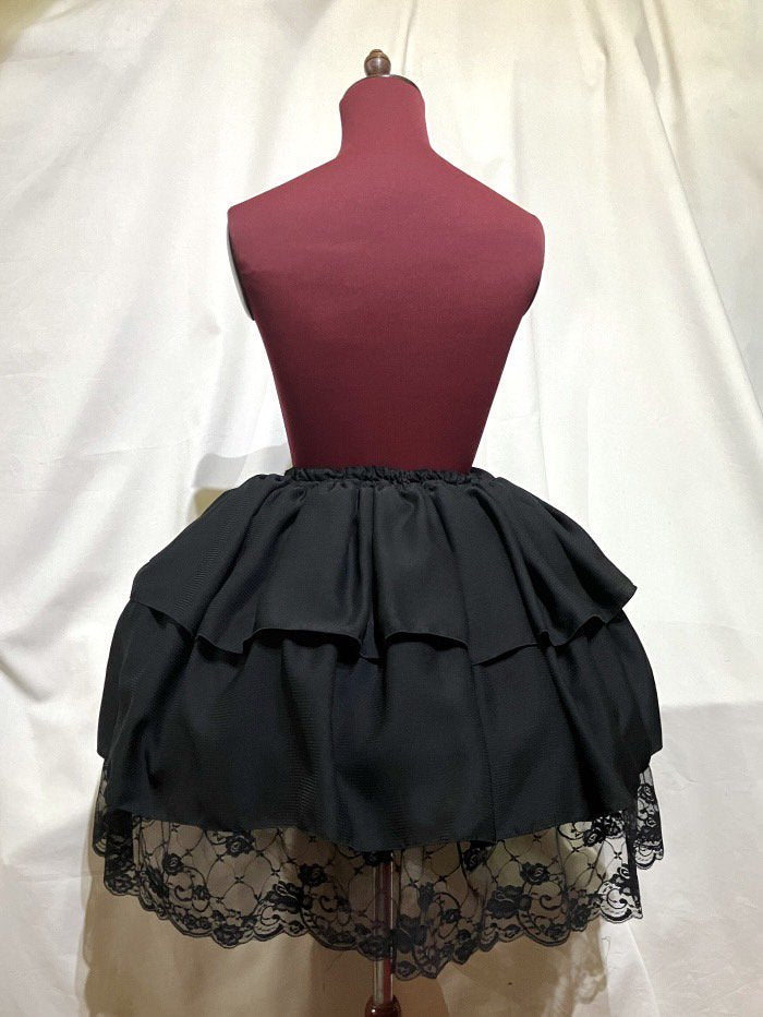 millefleurs ゴスロリ 黒 フリル オフショルダー ドレス　パニエ ゴシックロリータオプドレスブラックブルゴーニュルッフル弓ショルダー