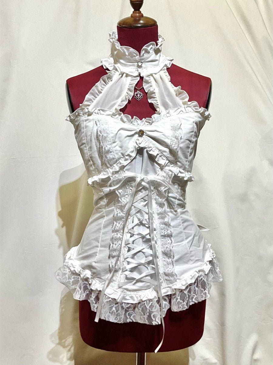 Lace Up Bustier with Cross Cameo | MARBLE | Wunderwelt Fleur