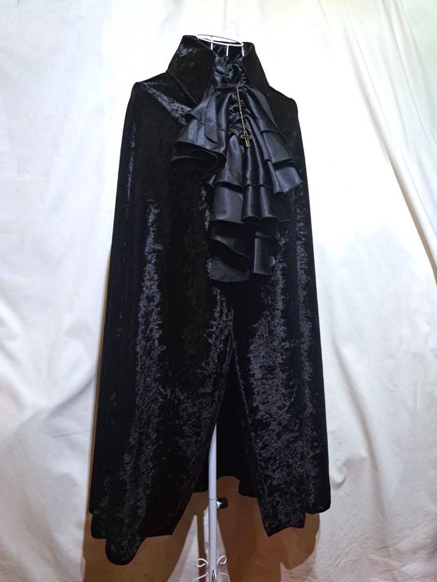 [MARBLE] ボリュームタイ付きロングマント：紺×黒 ゴスロリ ボリュームタイ付きロングマント | MARBLE | ロリータ ゴスロリ