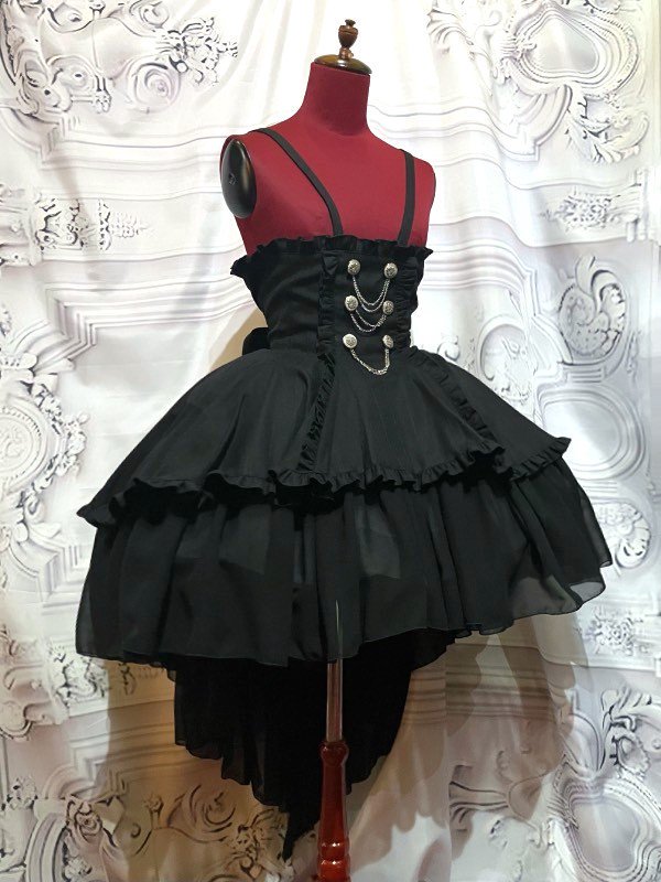 MARBLE ゴスロリ エンブレム飾りチェーン付きハイウエストドレープスカート エンブレム飾りチェーン付きハイウエストドレープスカート(LL〜3L