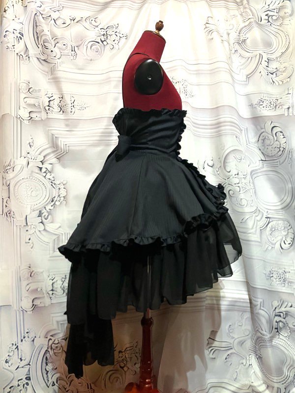 エンブレム飾りチェーン付きハイウエストドレープスカート(LL〜3L