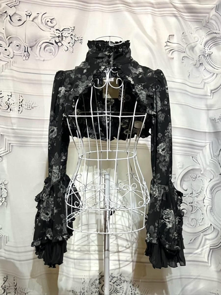 MARBLE エレガンスパフ袖ボレロ：黒×白レース ゴスロリ MARBLE エレガンスパフ袖ボレロ：黒×白レース ゴスロリ - メルカリ