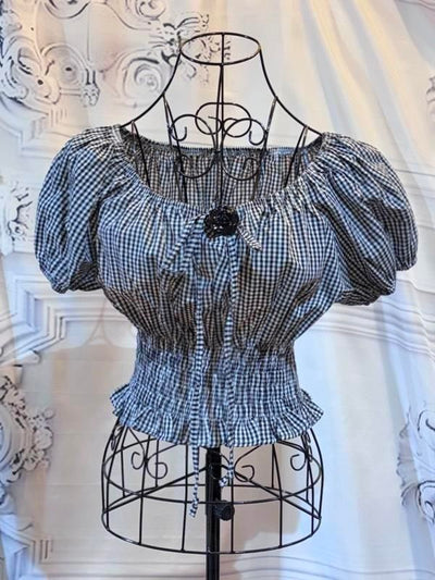 Patchwork Blouse with Cross Bustle Tie | MARBLE | Wunderwelt Fleur