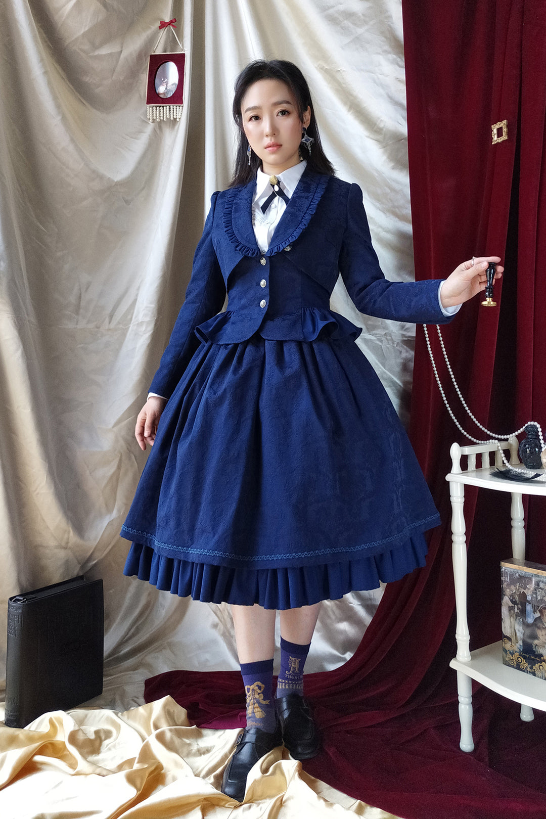 ブランチュール様ネイビー2 Gemini」Hem Frill Corset style Skirt | AmaStacia | Wunderwelt