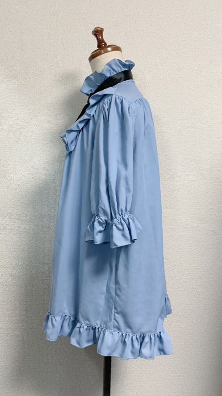 Short Sleeve Millefeuille Frill Blouse【Light Blue