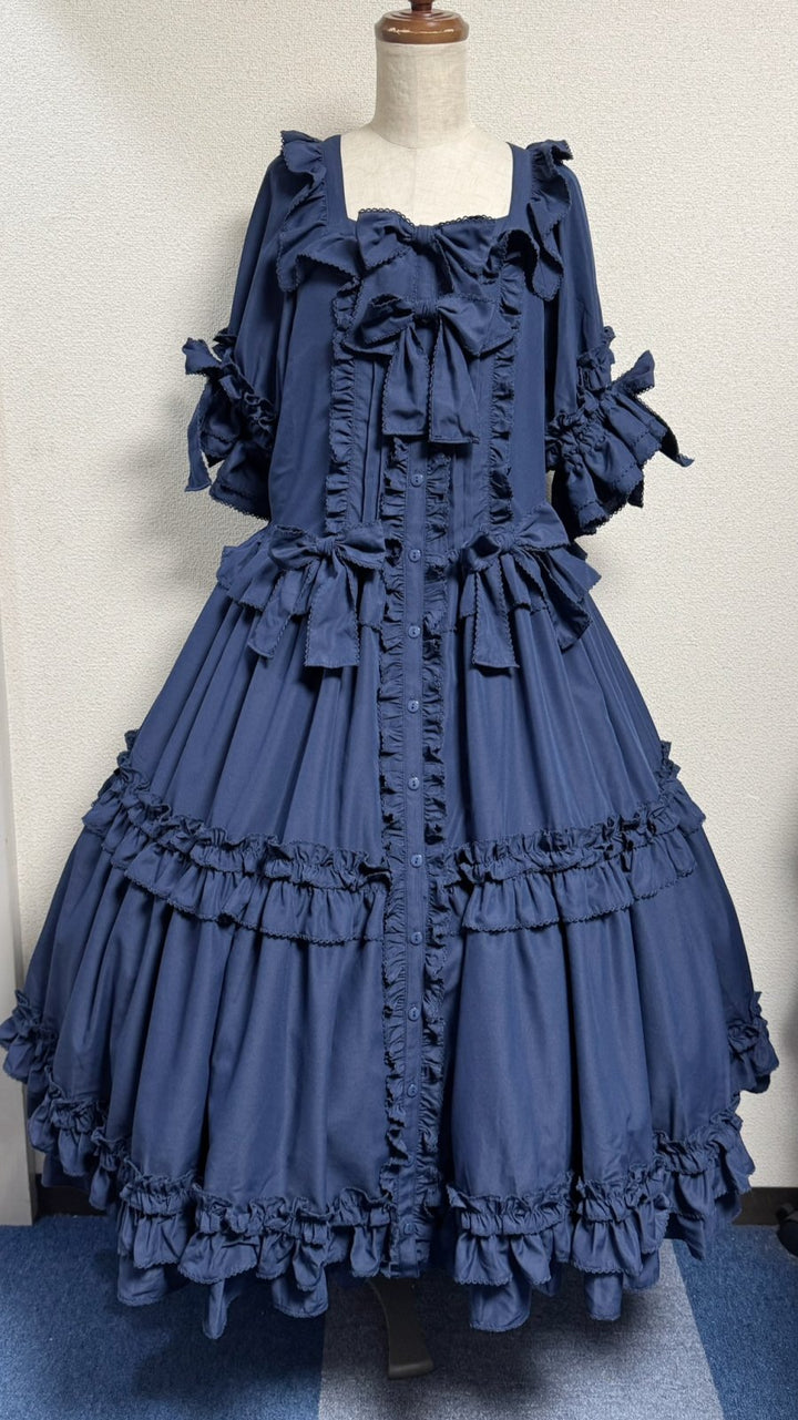 Square Frill Dress OP (black x black pico frill) | PhysicalDrop