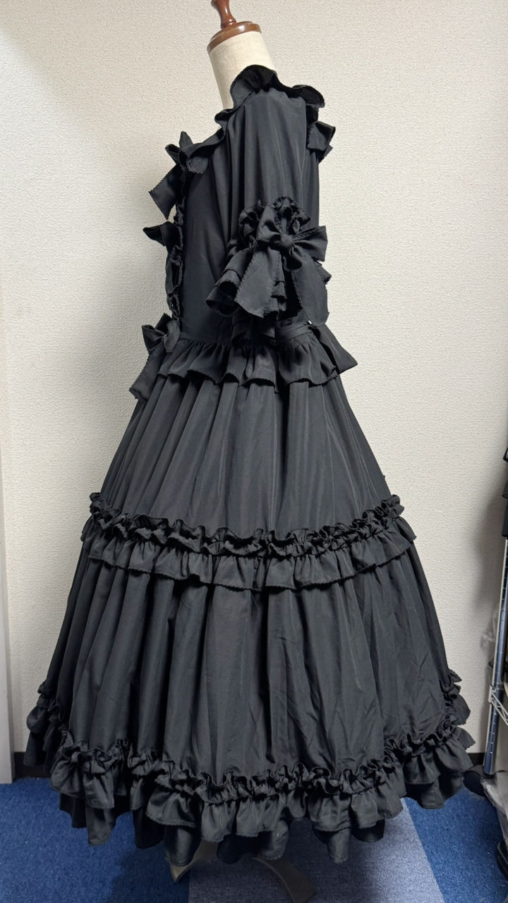 Square Frill Dress OP (black x black pico frill) | PhysicalDrop