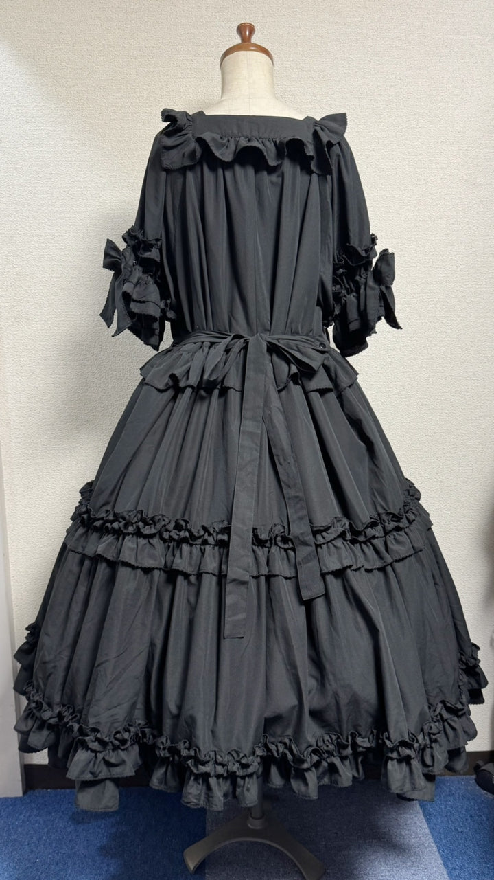 Square Frill Dress OP (black x black pico frill) | PhysicalDrop