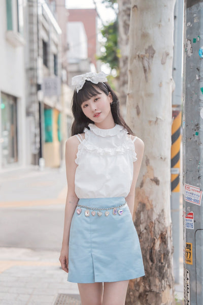 h.HONEY タンクトップ カットソーフリルベスト ゴスロリ surfaceタンクトップ | Na+H | ロリータ ゴスロリ ゴシック