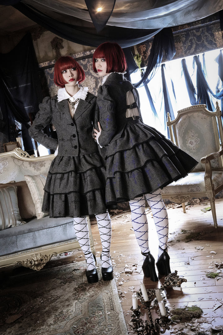 グレンチェック十字架バックベルトジャケット | Moi-même-Moitié