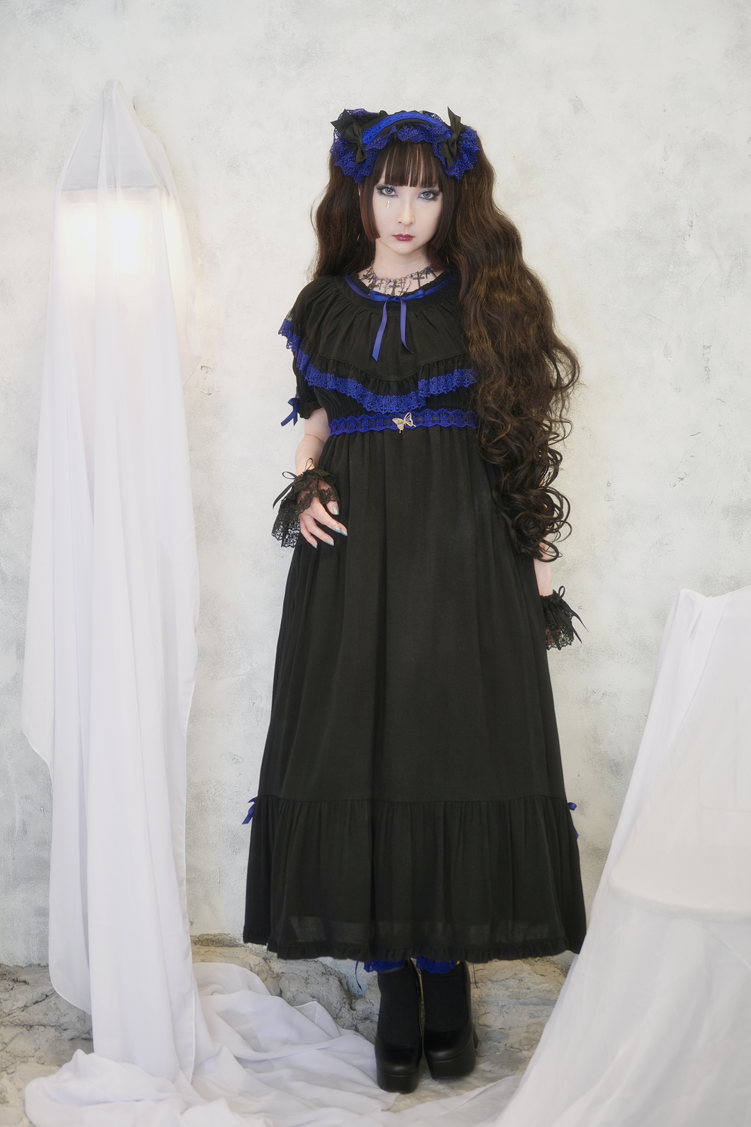 Moi-même-Moitié ブラッククロスレースロリータドレス Moi-même-Moitié ブラッククロスレースロリータドレス Moi-meme-Moitie