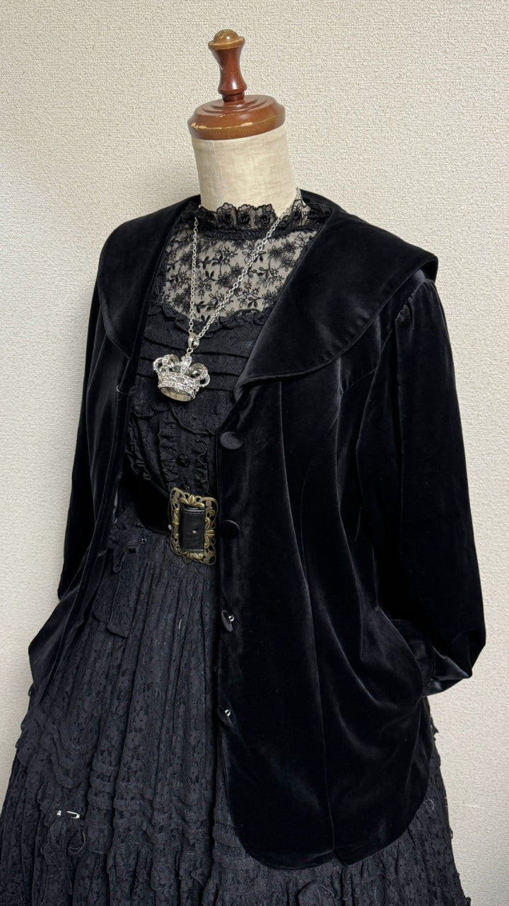 フィジカルドロップ Tシャツ付き レディ別珍ジャケット 黒・プラス 