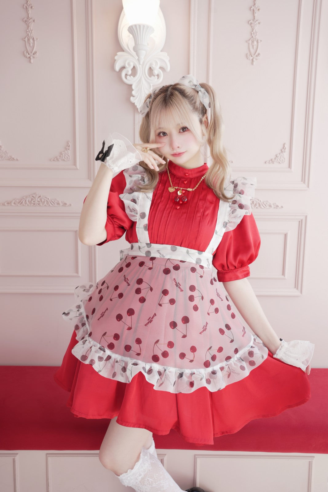 cherry doll one-piece dress＆ribbon clip（チェリードールワンピース