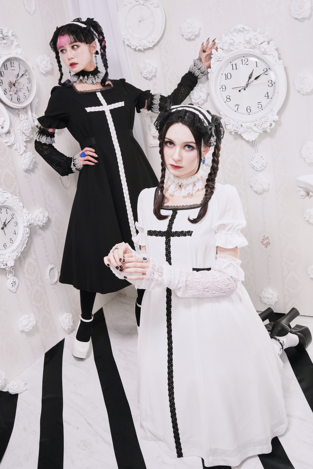 Rose Cross Lace Puff Sleeve OP (Medium Length) | Moi-même-Moitié Rose Cross Lace Puff Sleeve OP (Medium Length) | Moi-même-Moitié