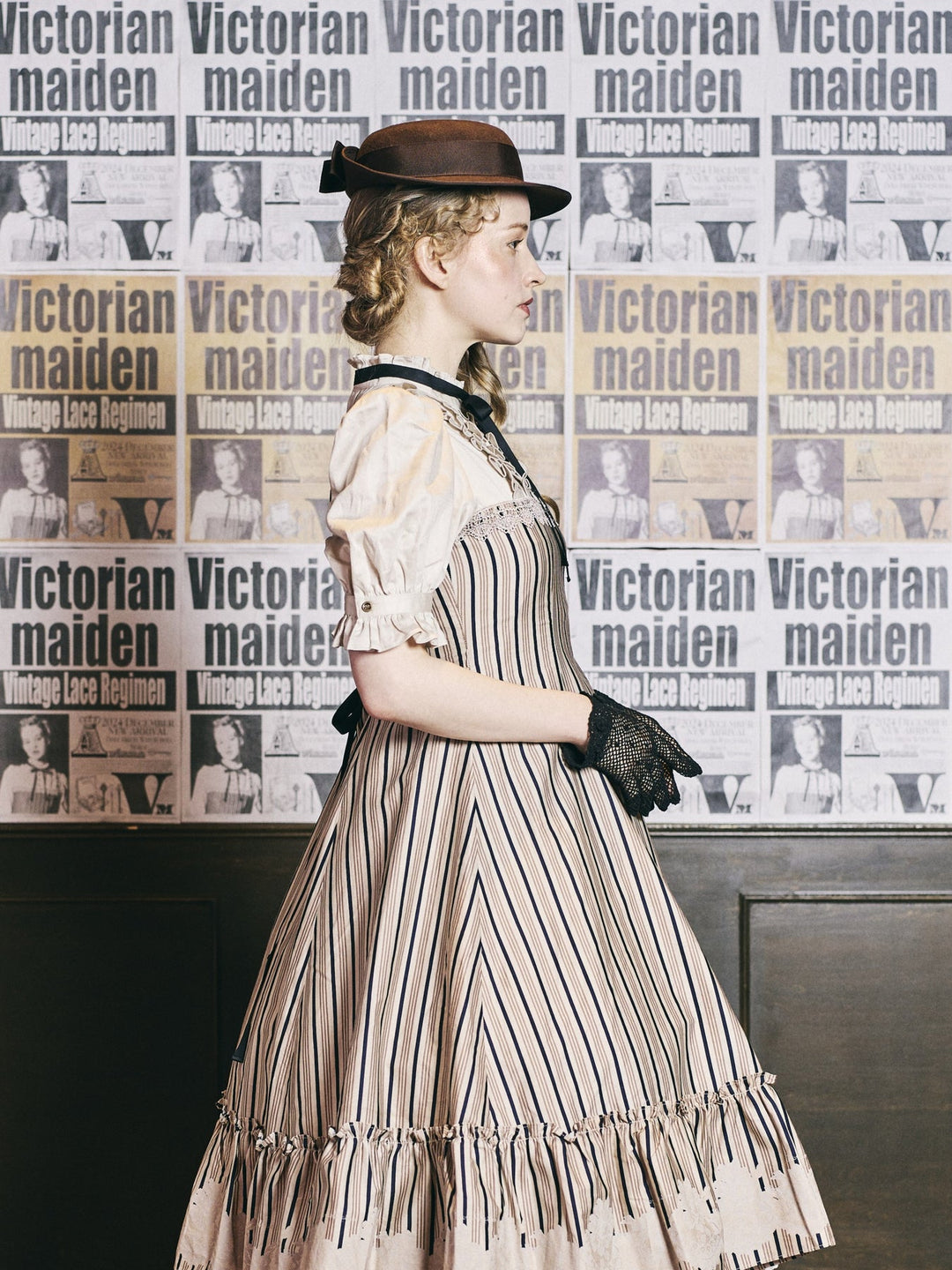 vintageレースレジメンハーフスリーブドールドレス | Victorian maiden