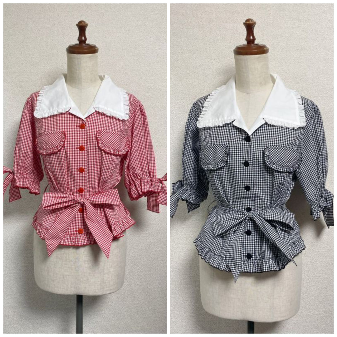 Summer Gingham series Retro Blouse | PhysicalDrop | Wunderwelt Summer Gingham series Retro Blouse | PhysicalDrop | Wunderwelt