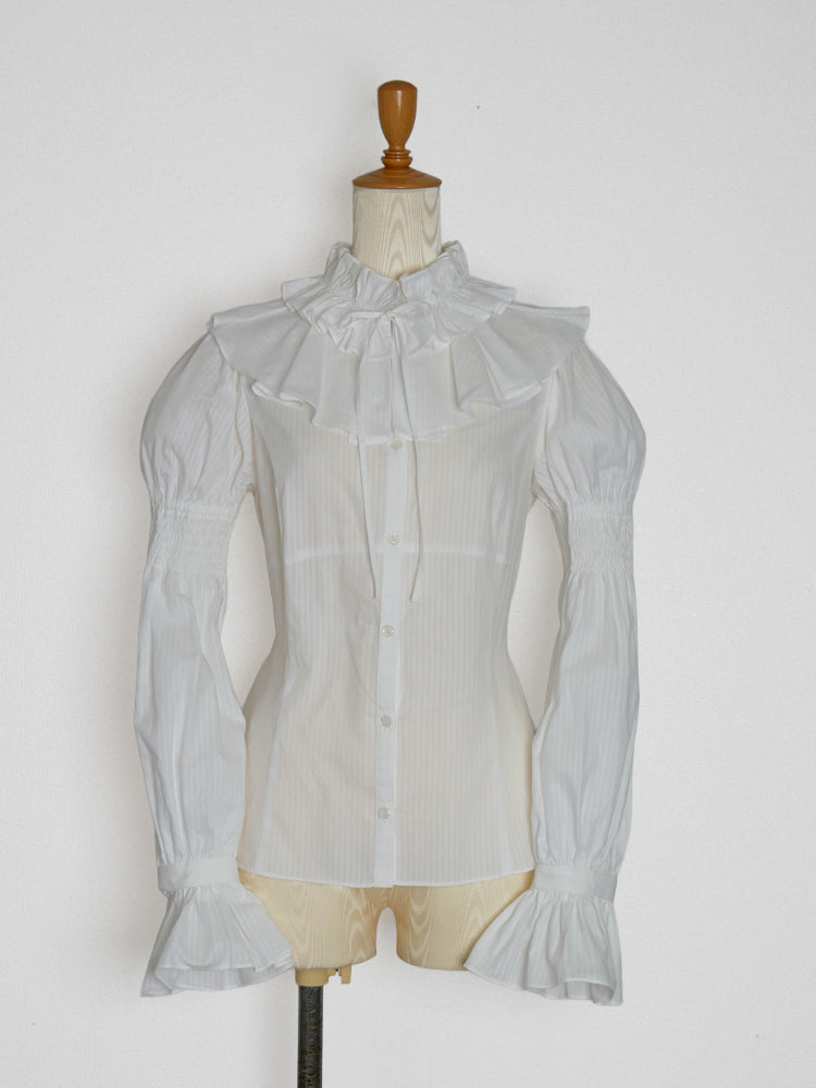 Colette Stripe Ruffle Frill Blouse | Victorian maiden | Wunderwelt