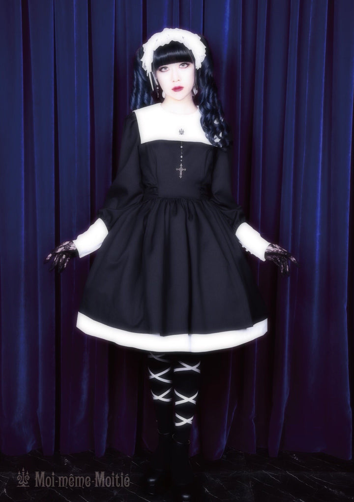 モワティエ 修道女 ミニワンピース blue gray 9号 バッグセット