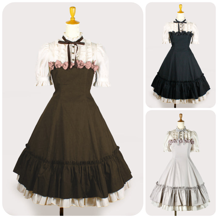 メニーリボンハーフスリーブドールドレス | Victorian maiden