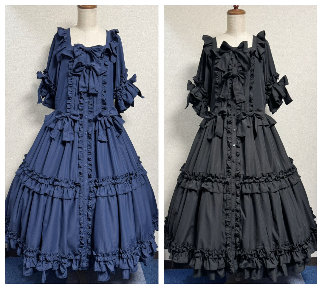 Square Frill Dress OP (black x black pico frill) | PhysicalDrop