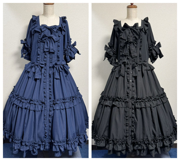 Square Frill Dress OP (black x black pico frill) | PhysicalDrop