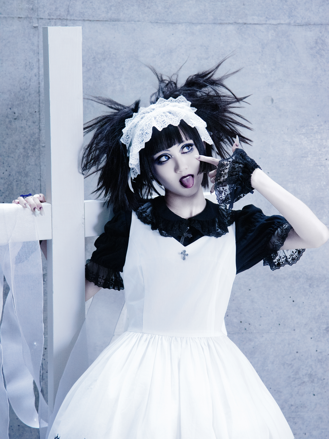Moi-meme-Moitie コフィンレースリボン　カチューシャ　 白×黒 新色】【再入荷】コフィンレースヘッドドレス | Moi-même-Moitié