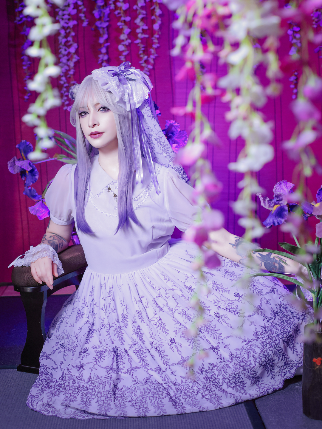 モワティエ　Wisteria　Grace　ワンピース　黒青 Wisteria Grace Round Mini OP | Moi-même-Moitié | Wunderwelt Fleur