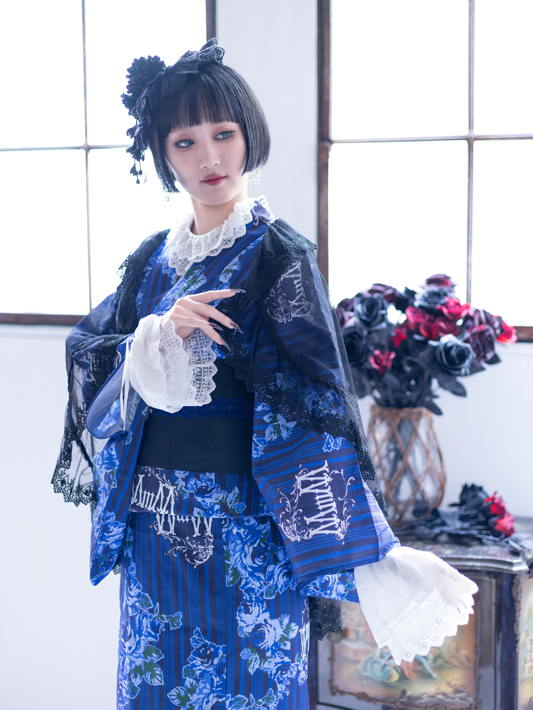 72cafe　オーダーページ　七夕、浴衣、ドラキュラ魔女、サンタ服 ロワイヤルブルーローズ浴衣SET【クーポン対象外】 | Moi-même-Moitié