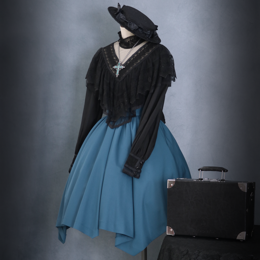 Moi-meme-Moitie蝙蝠コルセットスカート ブルー