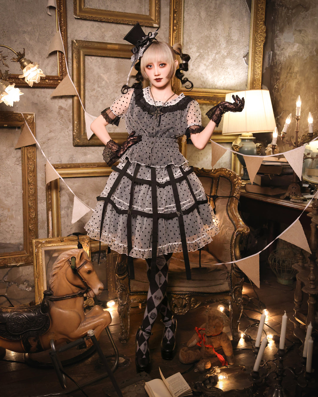 Moi-même-Moitié オーバーニー 再入荷】ダイヤ柄オーバーニー【クーポン対象外】 | Moi-même-Moitié