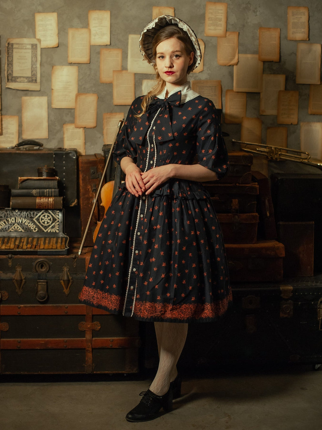 lolita ローズガーデン ロリータワンピース トレーン ブルー　L60＃ lolita ローズガーデン ロリータワンピース トレーン ブルー L60