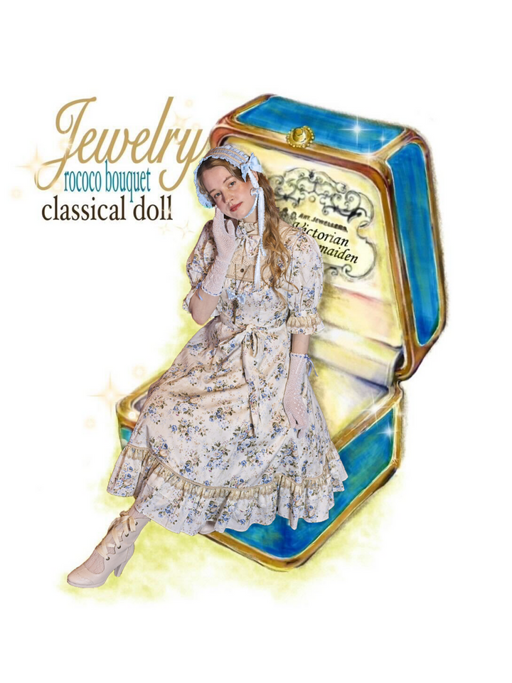 Jewelryクラシカルドールハーフスリーブロングドレス（ロココブーケ