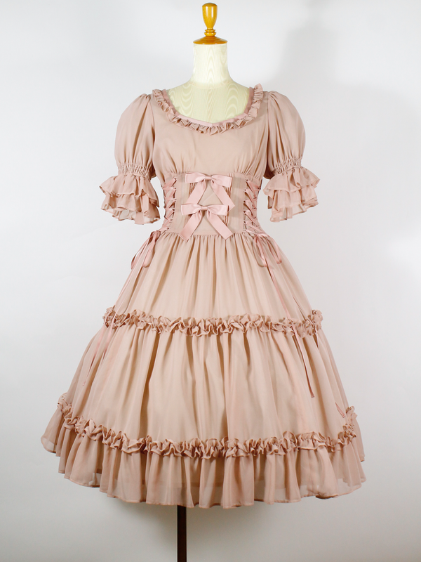 Victorian maiden*ダブルバッスルシフォンフリルスカート*ピンク Victorian maiden*ダブルバッスルシフォンフリルスカート*ピンク