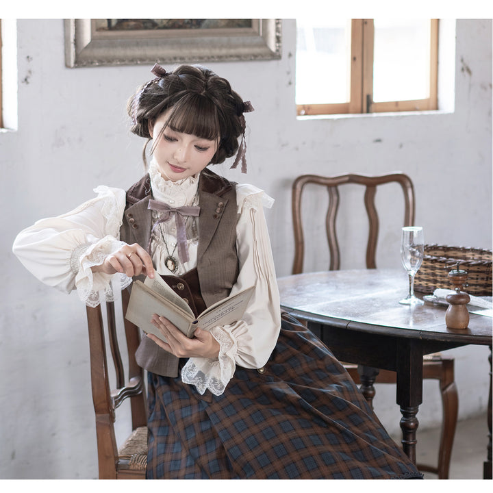 Poems Hidden In The Pleats」スタンドカラーシフォンブラウス