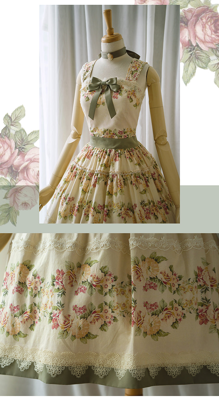 blooming roses over a porch」ローズブーケジャンパースカート