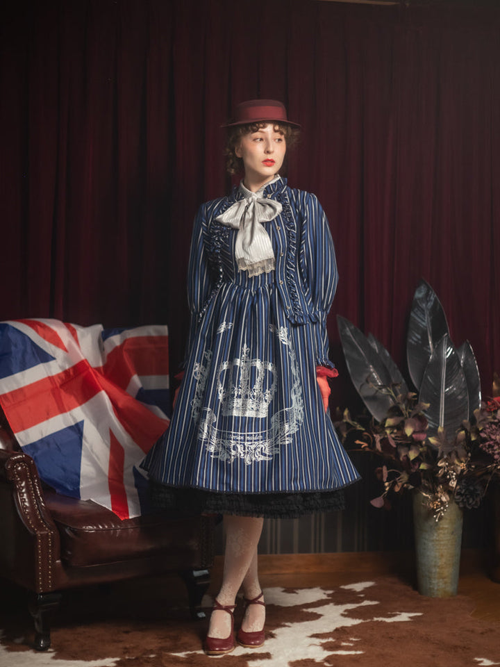 Thick英国レジメンタル王冠プリントスリーブレスドレス【クーポン対象
