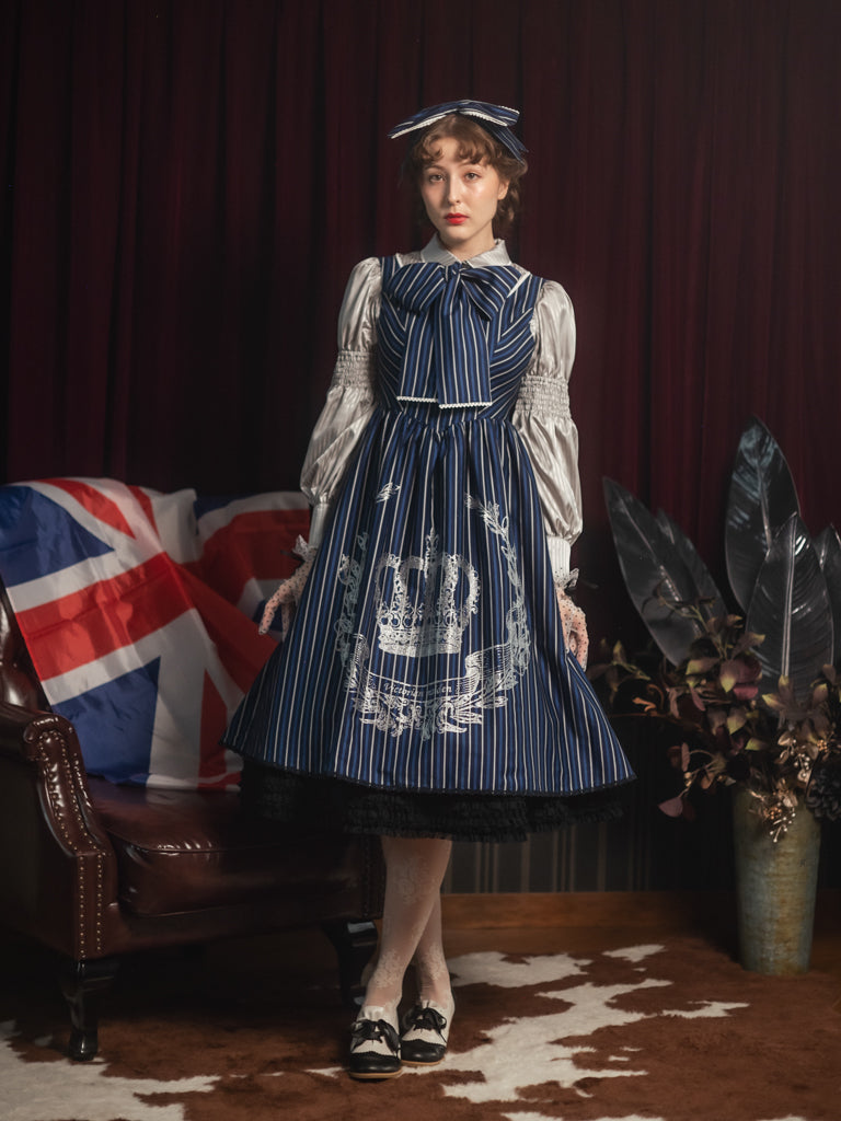 Thick英国レジメンタル王冠プリントスリーブレスドレス【クーポン対象