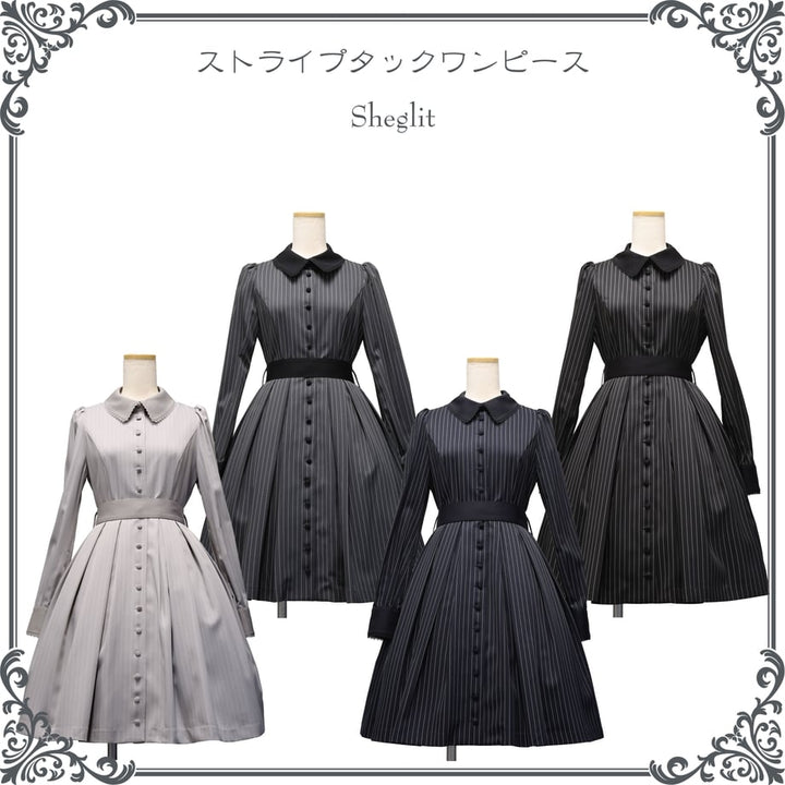 sheglit シェグリット　ピンストライプタックワンピース ストライプタックワンピース | Sheglit | ロリータ ゴスロリ ゴシック