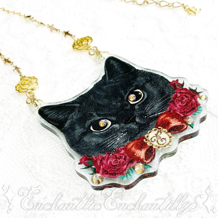 作家様 MAIにゃん工房様　猫薔薇アリス ロリポップ ネックレス ハンドメイド 黒猫のローズちゃん ネックレス | Enchantlic Enchantilly | ロリータ