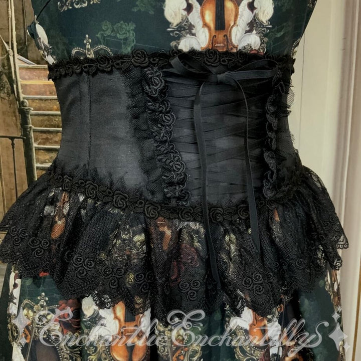 アンシャンテリックアンシャンテリー チュールレースリボンコルセット　黒 チュールレースリボンコルセット（黒×黒レース） | Enchantlic