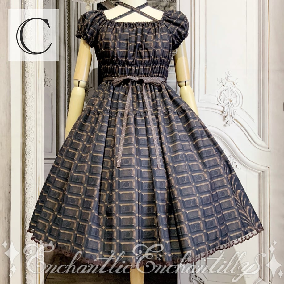 アンシャンテリックアンシャンテリー ピアノ柄ワンピース アンシャンテリー チョコレート ワンピース | Enchantlic Enchantilly