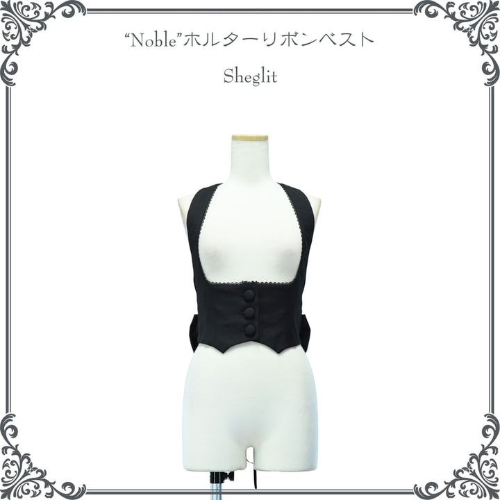 Sheglit Noble ホルターリボンベスト コルセット ジャケット Noble ホルターリボンベスト | Sheglit | ロリータ ゴスロリ ゴシック
