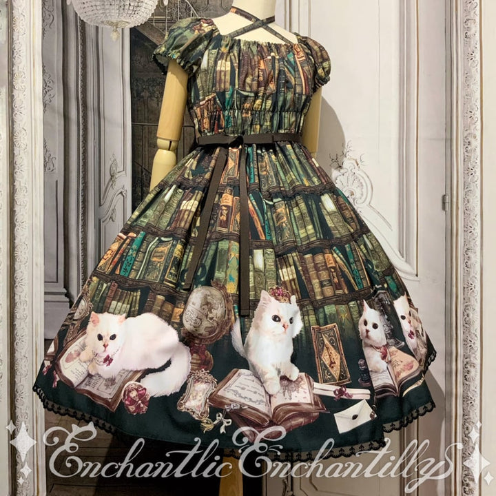 Queen Cat 〜秘密の書斎〜 ワンピース (クラシカルグリーン)【クーポン