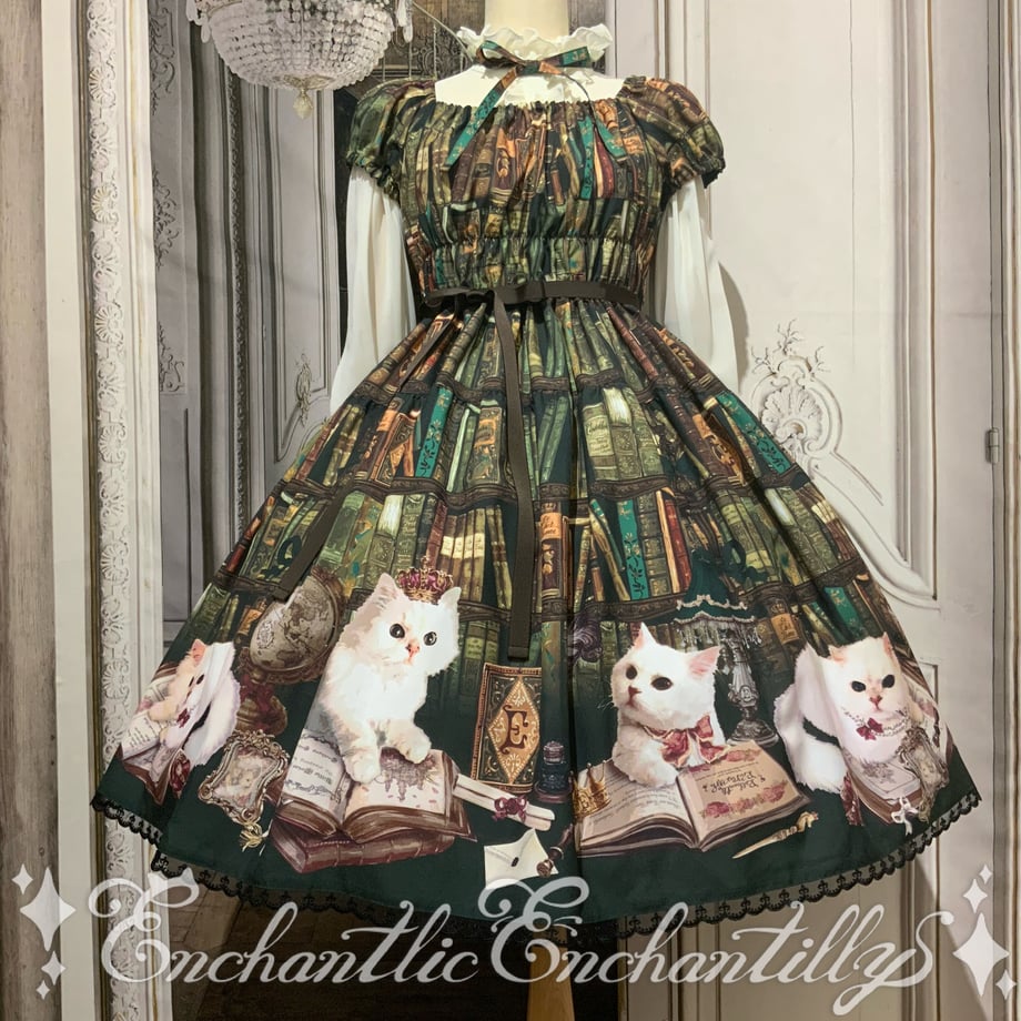 Queen Cat 〜秘密の書斎〜 ワンピース (クラシカルグリーン)【クーポン
