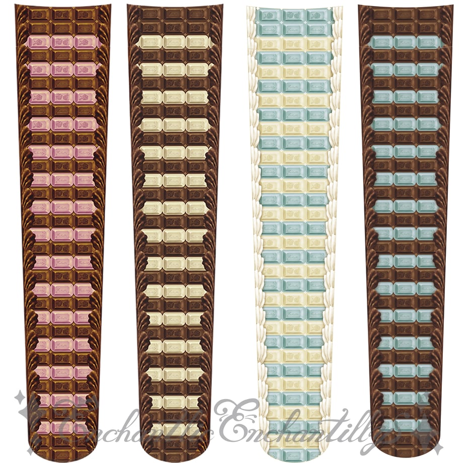 チョコレートボーダー オーバーニーソックス | Enchantlic Enchantilly