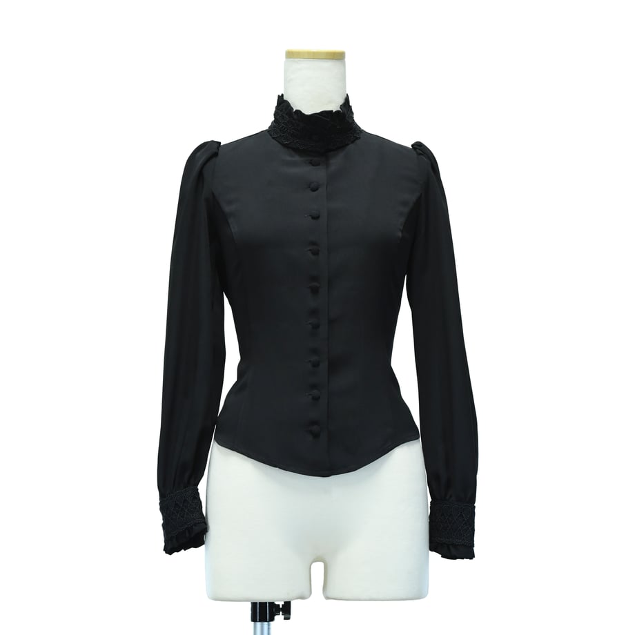 スタンドカラーリボンジャボブラウス【クーポン対象外