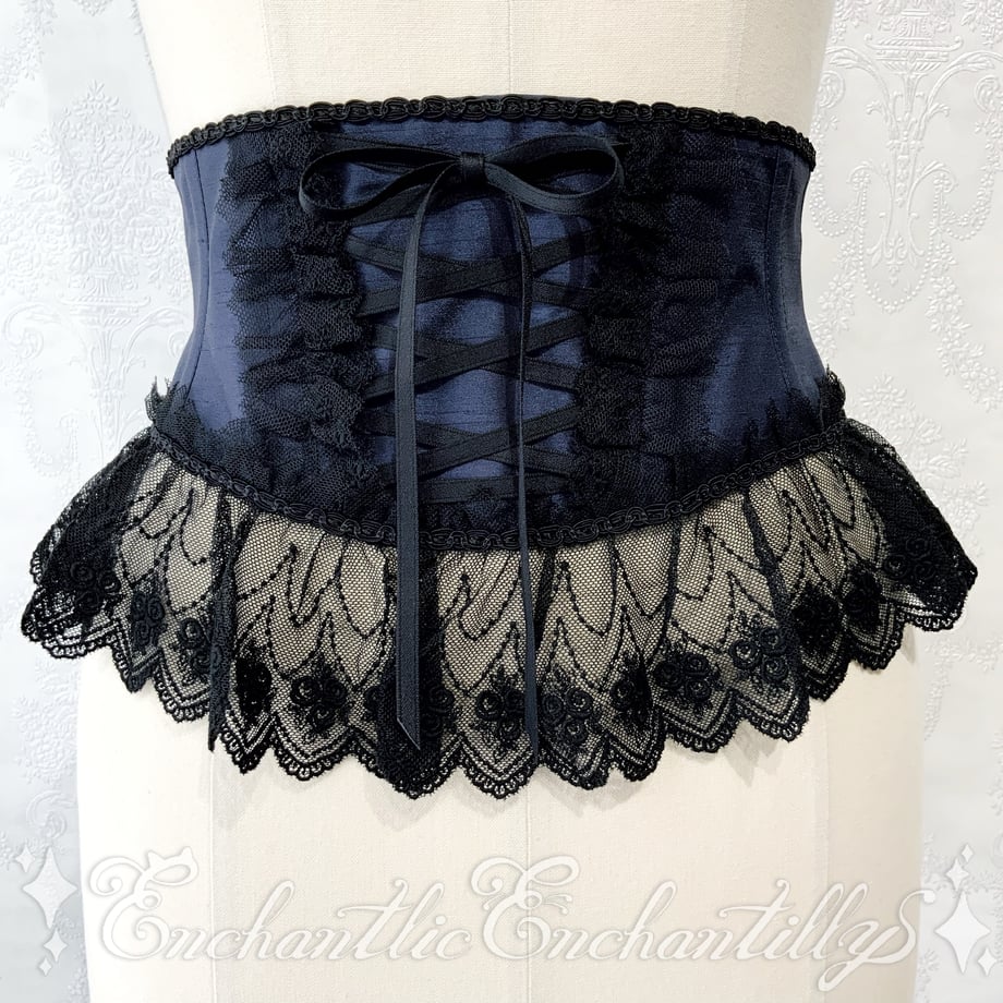 チュールレースリボンコルセット（紺×黒レース） | Enchantlic