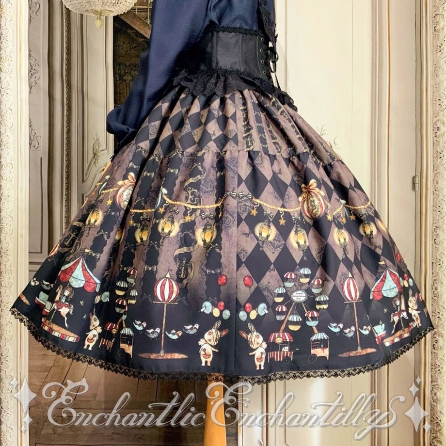 Enchantlic EnchantilIy 真夜中のパルコフェリーチェスカート Enchantlic Enchantilly】真夜中のパルコフェリーチェ ティアードスカー